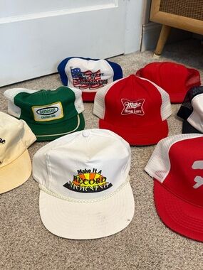 Vintage Trucker/Foam Hat Lot - Beers, Sports, Local Businesses.